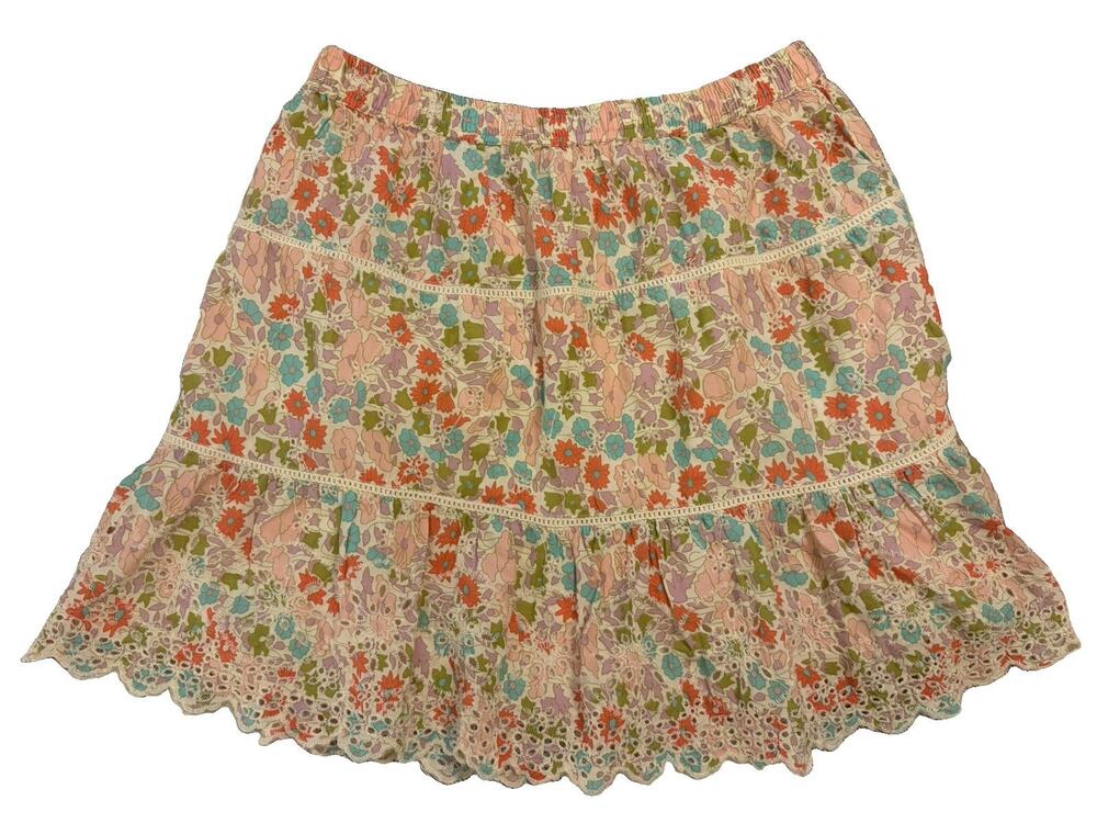 Jennifer Grace 100% Cotton Mini Floral Tiered Skirt